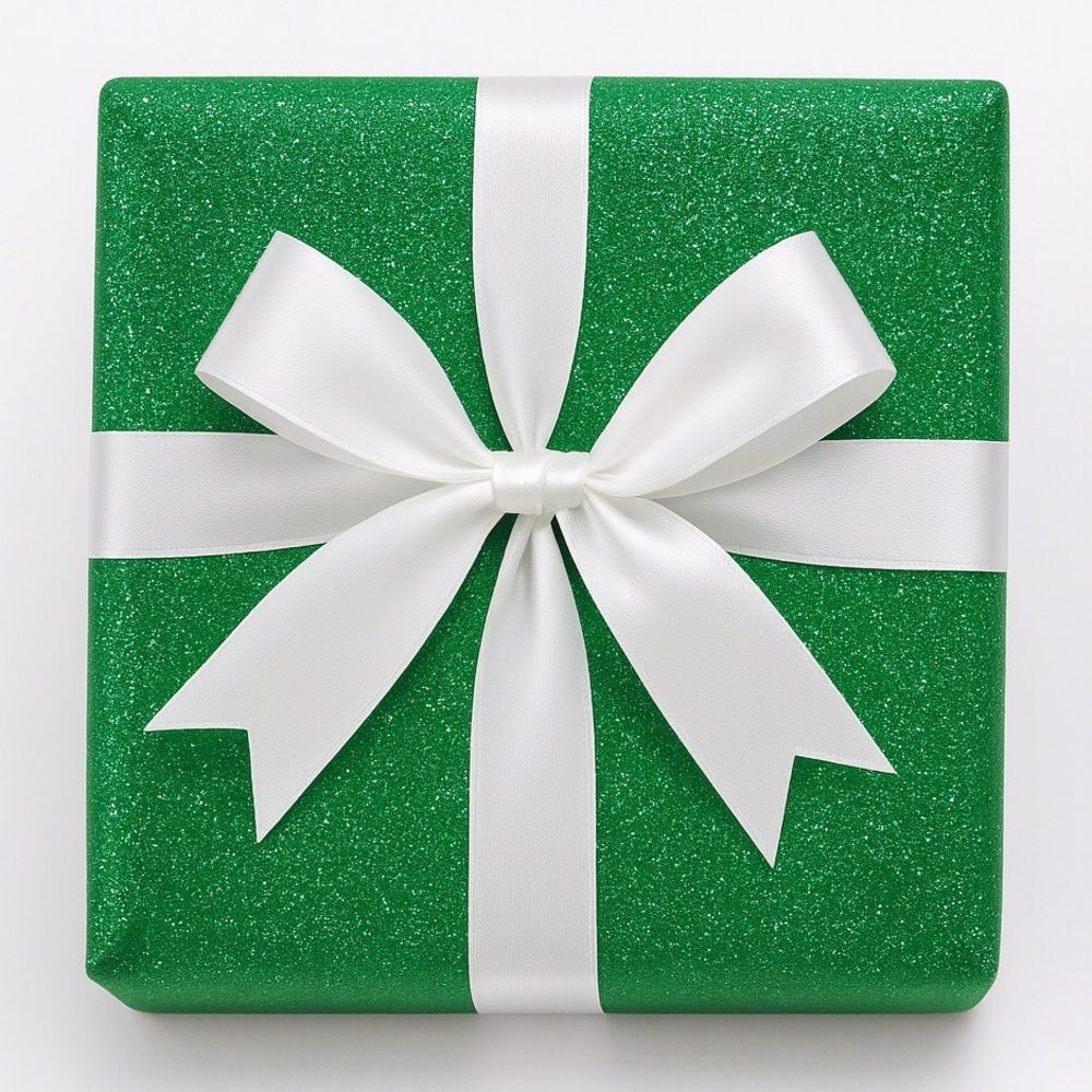 NWT Paper Source Green Glitter Wrapping Paper Roll 27.5”x59” Christmas Gift Wrap